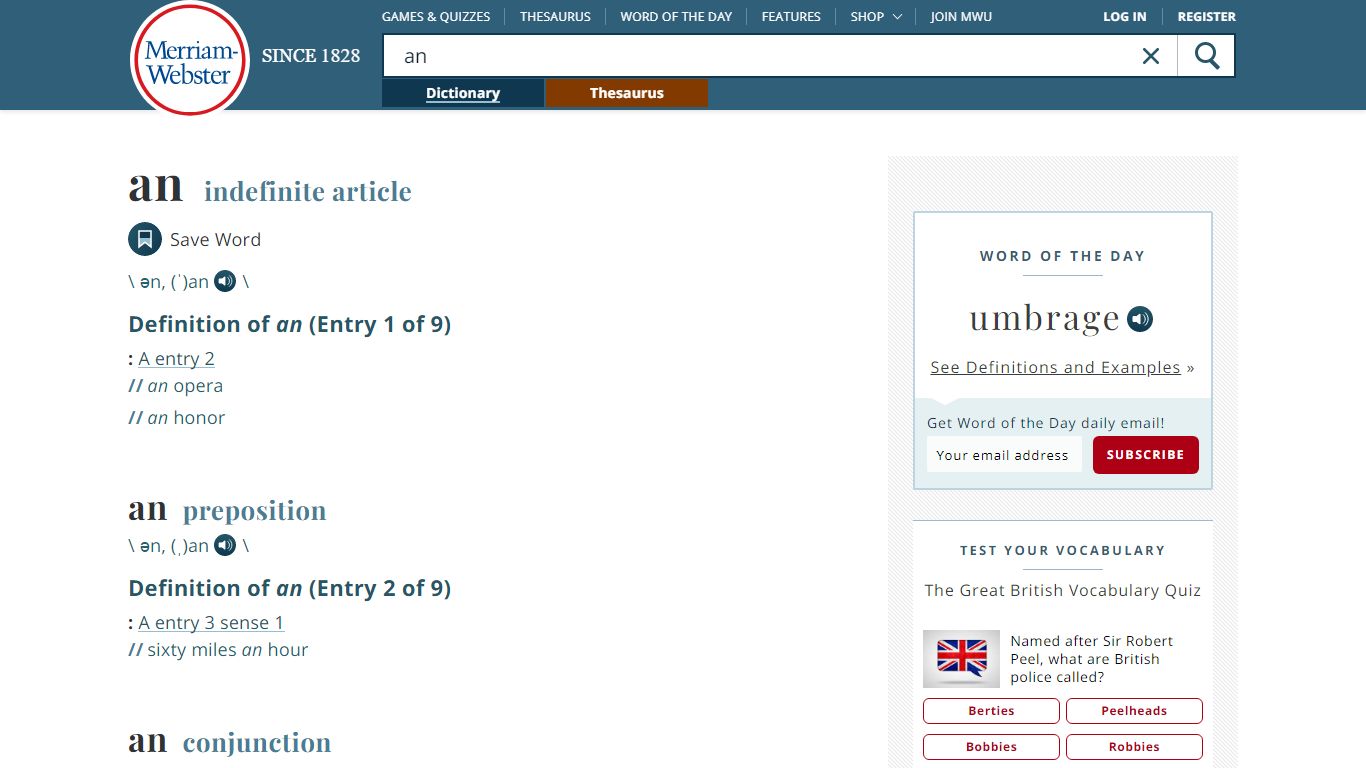 An Definition & Meaning - Merriam-Webster